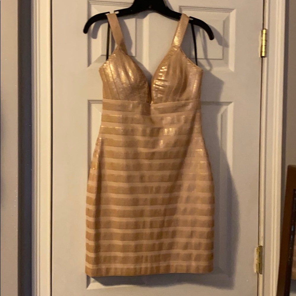 Bebe size M nude sequins dress